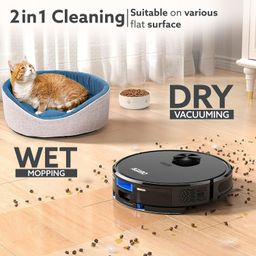 AGARO Alpha Robot Vacuum Cleaner, Brush, Dry Vacuum & Wet Mop, Automatic Cleaning, Upto 3200Pa Strong Suction, Rechargeable, App Control, Lidar Navigation, Editable Map to Clean, Hard Floor & Carpet image 3