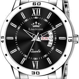 limestone Day and Date Functioning Steel Strap New Quartz Analog Watch - for Men image 1
