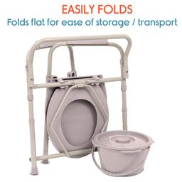 KosmoCare Folding Commode Chair with Large Bucket | 3-in-1 Usage - Bedside Commode, Raised Toilet Seat Riser, Safety rails | Portable Commode for adults & elderly | image 5