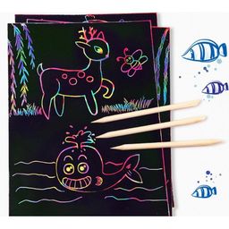calandis CALANDIS? 10 Sheets A4 Scratch Paper Sketch Scraping Drawing Painting with Stick | Kids' Crafts image 3