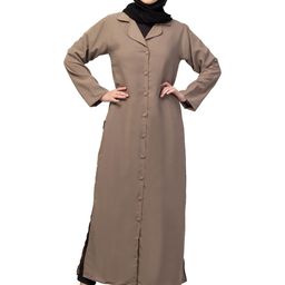 nazneen Front open Coat Collar Self Fabric Button Coat style Abaya/Burqa/Naqab image 1