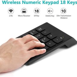 voocme Wireless Numeric Keypad, 2.4Ghz 18Keys USB Silent Number Pad, Portable Keyboard for Laptop Desktop PC Computer Tablet - Blak image 3