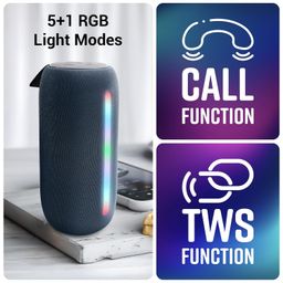 ZEBRONICS Sonic POD 20, Portable Bluetooth Speaker, 10 Watts, Upto 15 Hours Playback, RGB LED, Call Function, Fabric Finish with Carry Loop, BTv5.3 | TWS | USB | mSD | AUX (Blue) image 5