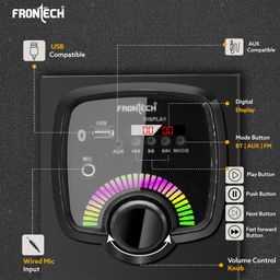 FRONTECH Spark Series 60 Watt Tower Speaker with Bluetooth 5.0 Wireless Technology with LED Digital Display and USB Port and Wired Mic for Karaoke with Volume Control (SW-0163) image 3
