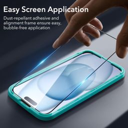 ESR 3+1 Pack for iPhone 15 Screen Protector Set, 3 Tempered Glass Screen Guards and 1 Set Individual Lens Protectors, 2.5D Curved Edges, Full-Coverage Military-Grade Protection, Scratch Resistant image 4