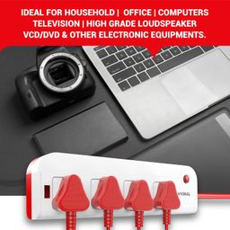 vimal wiring devices Vimal Wave Power Strip with 4 International Sockets, Master Switch, Indicator, 1.5M Extension Cord image 3