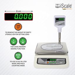 iScale i-05: 30kg Digital Chargeable Weighing Machine, Front & Pole Display, Stainless Steel Pan - Ideal for Shop with Certificate image 5