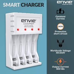 envie ENVIE® (ECR 20 MC+4xAA1000) Standard Rechargeable Battery Charger for AA & AAA Ni-mh/Ni-Cd, LED Indicator, 600MA Output Current, with 4xAA1000 Rechargeable Batteries image 3