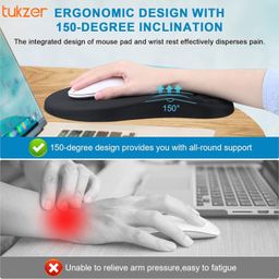 Tukzer Large Ergonomic Mouse Pad Wrist Support with Massage Design, Memory Foam, Non-Slip PU Base & Wrist Rest Pain Relief Mousepad for Desk, Gaming, Computer, Laptop, Home & Office (Hexa-Black) image 3