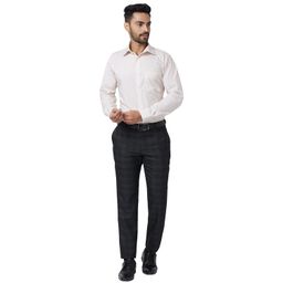 park avenue Men's Polyester Blend Checks Pattern Smart Fit Flat Front Formal Trouser image 5