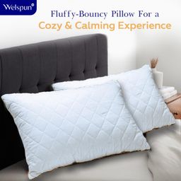 Spaces Quilted Pillow Set of 2 | Extra Soft Filled, Down Alternative Hypoallergenic Pillow (17 x 27 inch / 43 x 69 cm) | Luxury Queen Size Bed White Microfiber Pillows |Neck Support, Machine Washable image 3