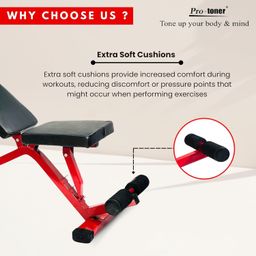 Protoner adjustable Weight Bench with 7 Seat Levels, Red and Black image 4