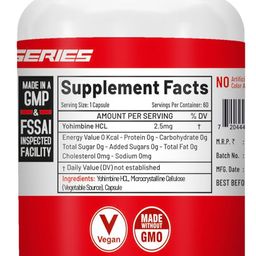 Nutrija Yohimbine HCL 2.5mg [Strength & Potent Fat Burner] - Pack of 60 Capsule, 350 grams image 2
