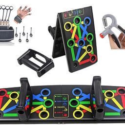 oddish; way to fitness ODDISH way to fitness Push Up Board System - 15 in 1 Body Building Exercise Tools, Hand Grip, Finger Gripper Combo Pack - Workout Push Up Stands, Training System for Men and Women (PUSH-UP-COMBO) image 1