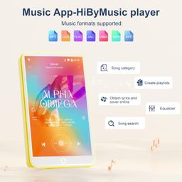 oilsky 80GB MP3 Player with Bluetooth and WiFi, 4.0" IPS Touch Screen Android Music Player, Supports Spotify, Amazon Music, Deezer, Audible, Browser, FM Radio, Up to 512GB (Yellow) image 3