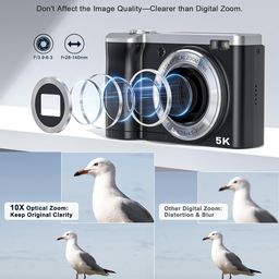 melcam 5K Digital Camera with 64GB Card, Touch Screen & 10X Optical Zoom, 56MP Front and Rear Camera with Autofocus 6-axis Anti-Shake, Selfie Vlogging Camera for Photography and Video, Ultra Bright Flash image 5