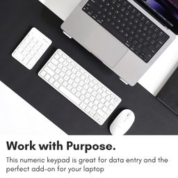 Macally Wireless Bluetooth Numeric Keypad for Laptop, Apple, Mac, iMac, MacBook Pro/Air, Ipad, Windows PC, Tablet, or Desktop Computer - Rechargeable 18 Key Bluetooth Number Pad - White image 2
