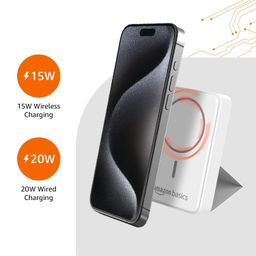 amazon basics Amzon Basics 10000mAh 20W Fast Charging Power Bank and 15W Wireless Output | Type C Power Delivery (Input & Output) Quick Charge| Two Way Fast Charge | Made in India (White) image 3