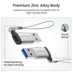 AMBRANE USB Type C Female to USB Male OTG Adapter with 5 Gbps High-Speed Data Transfer, Compatible with Laptops, Tablets, Smartphone, Chargers and More Devices (AOTG-A1, Grey) image 5