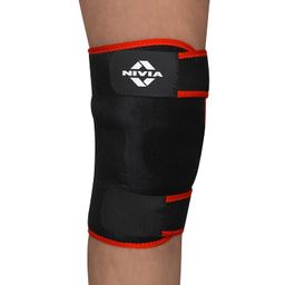 NIVIA Adjustable Knee Support with Velcro, Knee Braces & Sleeves, for Minimum Impact on Joints and Muscles. Fit in S | M | L | XL & Black/Red Color, Used for Rehabilitation & Recovery image 1