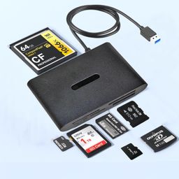 FND TYFY Series All in 1 Card Reader USB 3.2 (Super High 5 Gbps Speed). Read all Cards Simultaneously CF XD CFI TF M2 MS SDXC SDHC SD MMC Micro SDXC Micro SD Micro SDHC MS UHS-I for Windows Mac Linux image 1