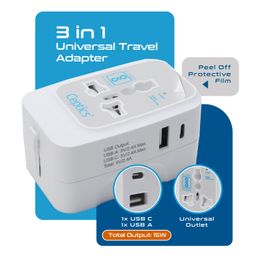 Ceptics Universal Travel Adapter with Type C, 3 in 1 Universal Adapter Plug, Travel Accessories with 1 USB, 1 USB-C with 2.4A,Travel Adaptor International All in One image 3
