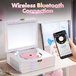 retroaudio CD Player Portable with Speakers Bluetooth Desktop Knit Retro CD Player for Home Rechargeble Battery Small Vintage CD Players with Bluetooth Input, USB Playback, AUX in, Headphone Jack, Remote Control image 4
