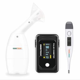 AmbiTech Healthcare Kit- Pulse Oximeter with SpO2 Perfusion Index OLED Display Steam Vaporiser Digital Thermometer (Made in India)(1 YEAR WARRANTY), Multicolor image 1