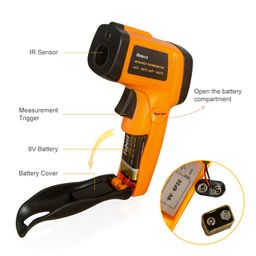 Helect Plastic Non-Contact Digital Laser Infrared Thermometer Temperature Gun With Lcd Display -58°F To 1022°F (-50°C To 550°C), Orange, Pack of 1 image 5