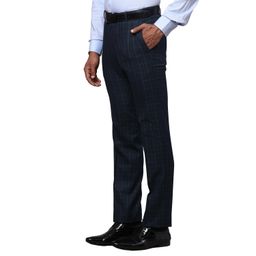 raymond Men's Polyviscose Blend Checks Pattern Slim Fit Flat Front Formal Trouser image 3