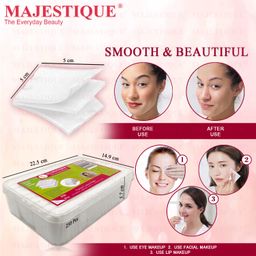 Majestique 250Pcs Soft Touch Facial Cotton Pads | Ultra-Absorbent Makeup Remover & Nail Polish Wipes | Gentle Cosmetic Pads for Skincare, Cleansing & Toner Application | Premium Lint-Free Rounds image 2