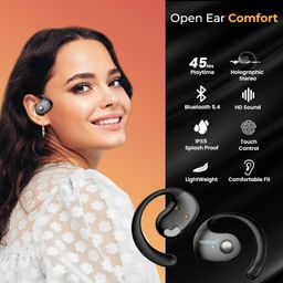WeCool Moonwalk Mini Ows Bluetooth Open Ear Earphones Wireless with Call Noise Reduction,Ideal for Running,Cycling,and Gym,Long Playtime,Dustproof and Waterproof,C-Type Earphones for Android/iOS-Black image 3