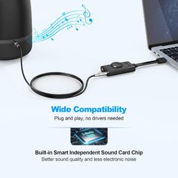 makworld TecRise External USB Sound Card, Audio Adapter 3.5mm AUX Microphone Jack for Gaming Headset Earphone PS4 Laptop Desktop Windows Mac OS Linux etc image 4
