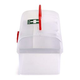 mantavya Plastic Portable Double Layer Medical Chest Kit Storage Box First Aid Kit Medicine Box with Tray and Carrying Handle image 3