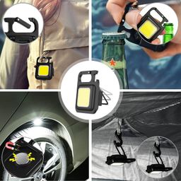 Komire Mini Keychain Flashlights, 800 Lumens Bright COB Rechargeable Keychain Light Pocket Flashlight 4 Light Modes with Folding Bracket Bottle Opener and Magnet Base for Camping & Nighttime Trekking image 5