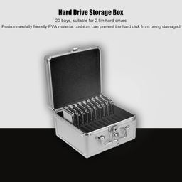 zhxh Hard Drive Case, Portable 20 Bays 2.5in HDD Storage Box Suitcase Shockproof Moisture Proof Anti Static Hard Drive Protection Box with Safety Lock and 2 Keys for 2.5" HDD image 3