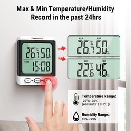 generic TP152 Digital Temperature and Humidity Monitor Digital Hygrometer with Temperature, Humidity and Clock LCD Display image 3