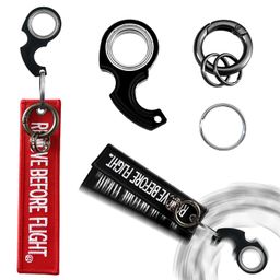 ahamo Spinner Keychain Set - 3-in-1 Rotating Fidget Key Chains with Spring Coil for Stress Relief, Anxiety, ADHD (Black & Red) image 1