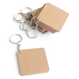 Ivei DIY MDF Key Chains Wood Sheet Craft - Plain Square Shaped for Painting, Decoupage, Resin Art Work & Decoration - Set of 20, 2 in x 2 in - Brown image 2