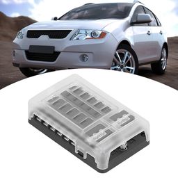 12 Way Fuse Box Block, Standard Circuit Fuse Box Holder with Negative Bus and LED Light Indication Protection Cover for Car Marine image 5
