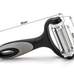 bagonia Bagonias 3-in-1 Multi-Functional Peeler – Stainless Steel Straight, Serrated, and Julienne Blades for Potatoes, Carrots, Vegetables, Fruits, and Salads (Black/Gray, Pack of 1) image 4