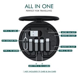 Wayona All in One 60W USB C to C Fast Charging Travel Cable Set Type C,Lightening and Micro USB Port Inbuilt Mobile Stand Compatible with iPhone,iPad,Samsung,OnePlus,Mi,Oppo,Vivo,iQOO (All in 1,Black) image 3