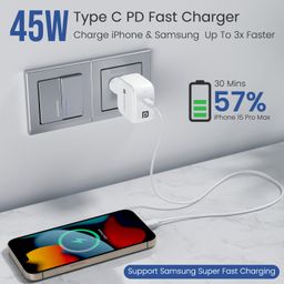 Portronics 45W Adapto 45C Type C SuperFast Charger Adaptor with Type C Cable, Best for Nothing,iPhone,Samsung Galaxy S24/S23/S22/S21/S20 (Ultra/Plus/Fe), Note(All Series), Z Fold/Flip/S/A/F/M Series image 3