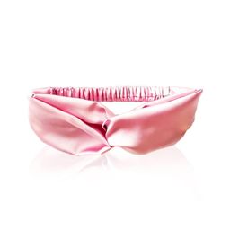 prolixr Pink Satin Cross Knot Headband For Women - Double Twist Head Wrap - No Hair Breakage, Pulling & Tugging - Soft Elastic & Comfortable Stretch image 1