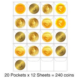 SPS Coin Album Book – Premium Coin Holder for Big Currency Coins Collection, Commemorative Coins, and Souvenirs – Durable Coin Storage (240 Large Pockets, Navy Blue) image 2