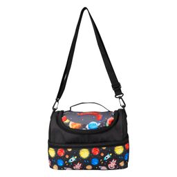 ji and ja Ji and Ja® Multi Compartment Dual Slot Lunch Bag Double Insulated Tiffin Lunch Bag with Multi Zipper Pockets for School (Space Black) image 1