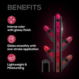 RENEE FAB 5 Glossy 5 in 1 Lipstick 7.5 Gm - Five Shades in One - Moisturizing & Nourishing, Long Lasting, Glossy Finish - Intense Color Payoff - Compact, Glides Smoothly with One-Stroke Application image 2