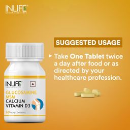 INLIFE Glucosamine Tablets for Joint | With MSM Calcium & Vitamin D3 | Cartilage, Bone Health Supplement - 60 Tablets (Pack of 1, 60) image 3