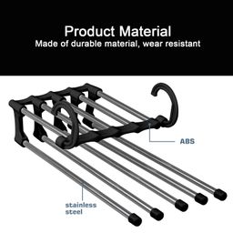 Zureni 5 in 1 Foldable Hanger Wardrobe Magic Storage Organizer for Multi-Layer Multi Purpose Cloth Pant Hanging with 10 Rod (Random, Pack of 1, PVC) image 5