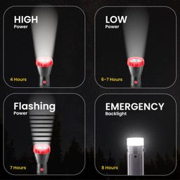 techpride Rechargeable LED Torch Light | 1000 m Long Range Flashlight with 2000 mAh Lithium-Ion Battery | High Power, Durable Torch for Farmers, Camping, Trekking, Hiking, Fishing & Emergency Use image 3